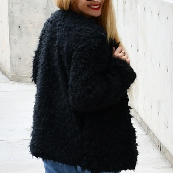 Coat BLACK FAUX FUR COAT - Picture 4 of 4